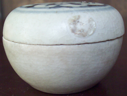 Covered Container with Peony - Underglaze Black Chinese Ceramics