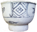 HIgh-Foot Bowl with Square Design - Underglaze Black Ceramics