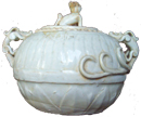 Covered Container with Dragon Handles - Whiteware Porcelain & Stoneware