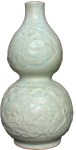 Double Gourd Vase with Floral Design - Whiteware Porcelain & Stoneware