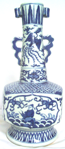 Temple Vase with Square Body - Chinese Blue and White Porcelain