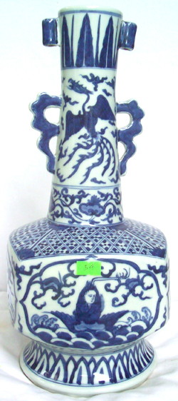 Temple Vase with Square Body - Chinese Blue and White Porcelain