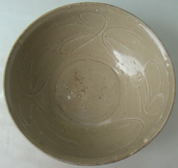 Brown Celadon Bowl with Flowers -  Celadon Stoneware Ceramics