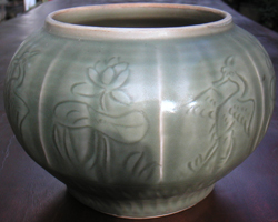 Guan with Incised Design -  Celadon Stoneware Ceramics