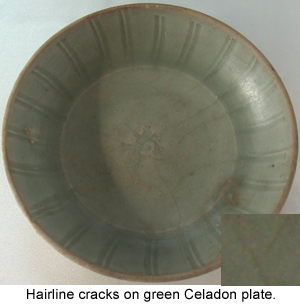 Crackling in the glaze in common on ancient Chinese Celadons