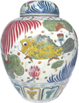 Large Guan with Fish Scene - Qing Dynasty Chinese Porcelain