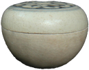 Covered Container with Peony - Underglaze Black Ceramics